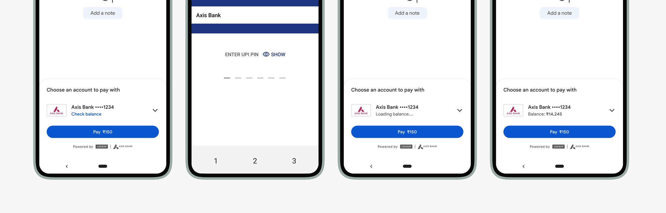 Check Balance shown inline within the Google Pay payment flow