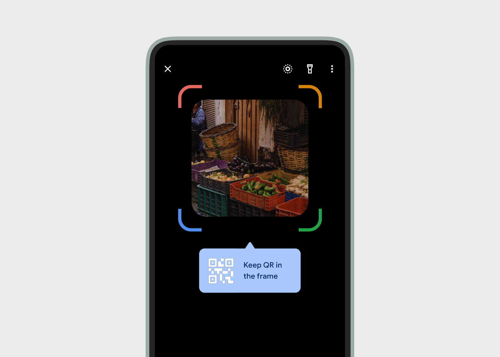 Extended tooltip with an animated asset guiding users on the QR scan screen
