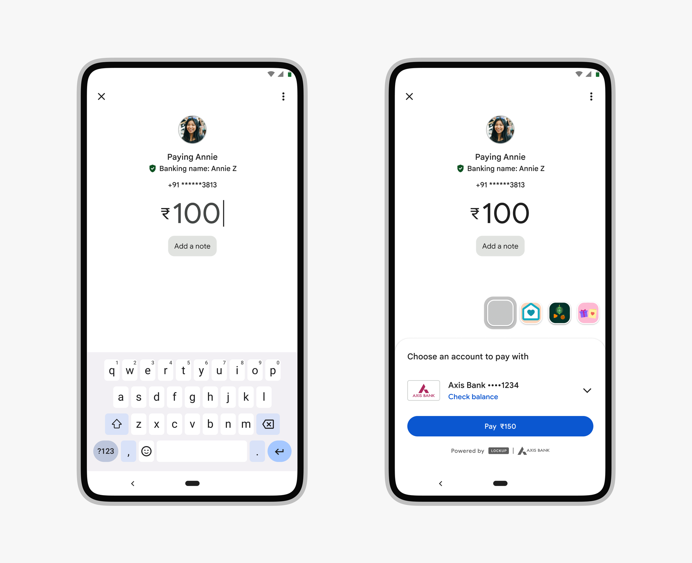 Payment flow before the change, with notes and wrappers competing with core details